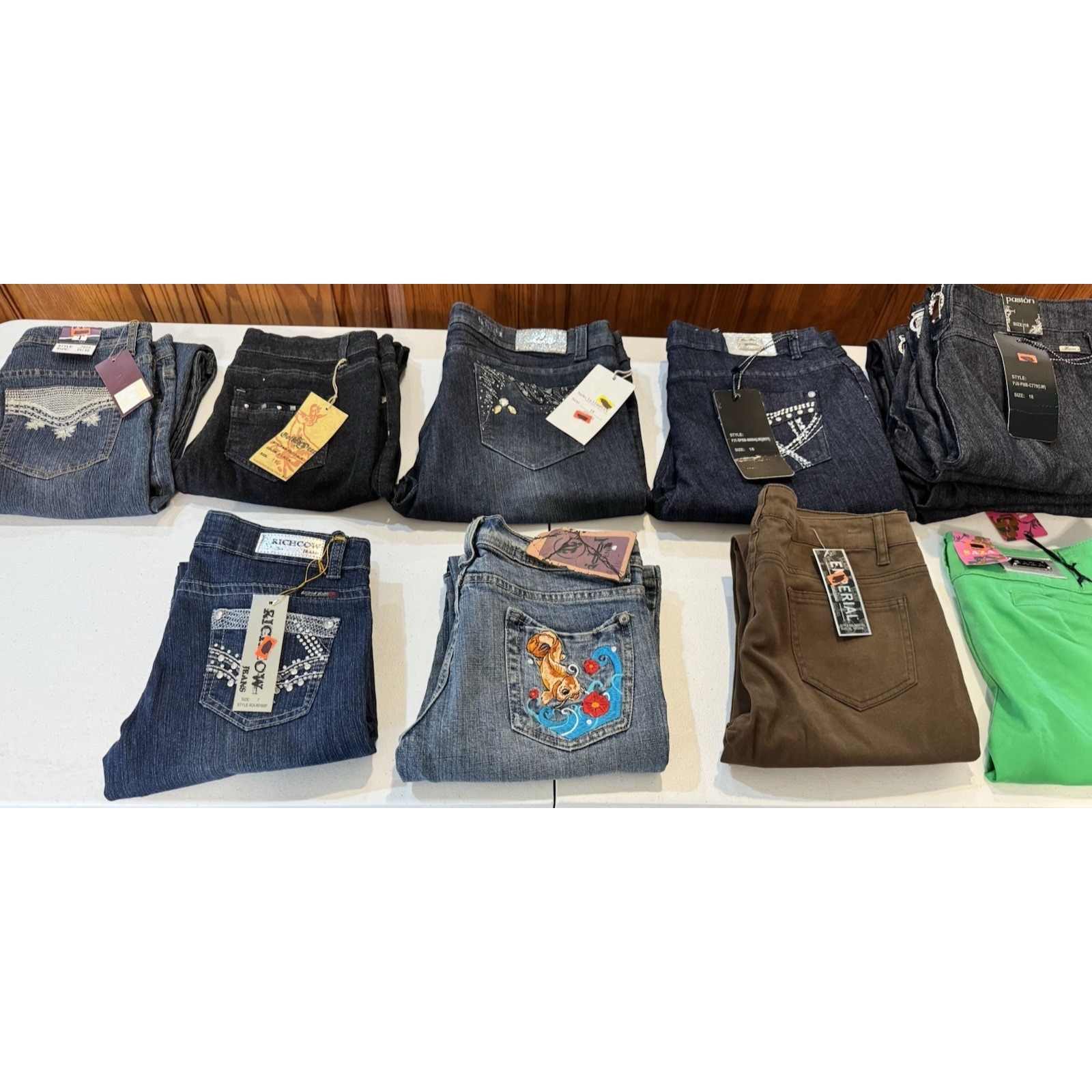 13 Wholesale Lot Womens Jeans Nwt Bling Flare Straight Skinny Sizes 5-18 Denim